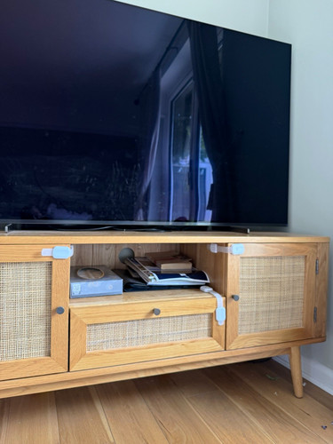 Wood rattan stand - wood, tv