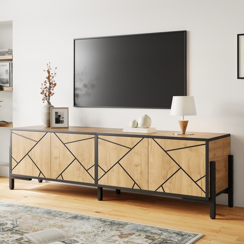 Geometric wood stand door - tv,