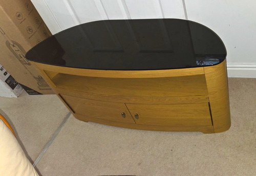 Wood stand black glass - stand, top